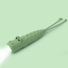 Ammonite Kids Flashlights for Boys - Cute Crocodile Silicone Rechargeable Flashlight, Portable Camping Light with Hanging Strap for Hiking Emergencies, Outdoor Adventures & Nighttime Safety