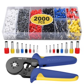 Preciva Ferrule Crimping Tool Kit with 2000PCS Wire Connectors, AWG23-7 Self-adjustable Ratchet Wire Crimping Tool Kit Crimper Plier Set (Blue)