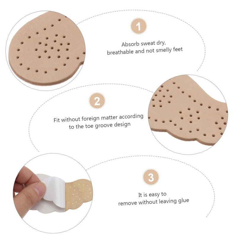 Baluue 2pairs Beige Anti- Forefoot Mats Absorb Sweat High Heel