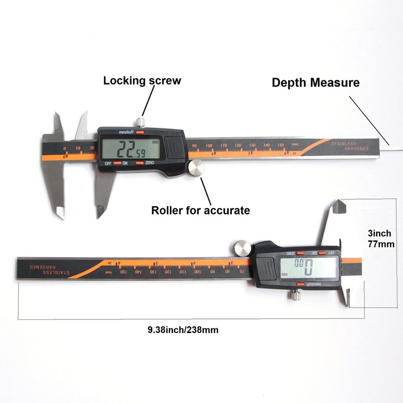 Auto-Off Inch/Millimeter/Fraction 6 inch Digital caliper Measuring Tool Micrometer Stainless