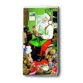Paper + Design Motif Handkerchiefs FSCMix Pack of 10 Santa is Busy