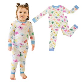 Zip N' Bear Buttery Soft Pajamas for Kids - Styled By Kardashians - Blossom Butterfly Pajamas For Girls - Naturally Hypoallergenic and Ultra-Breathable - Age 7/8 Years Multicolor