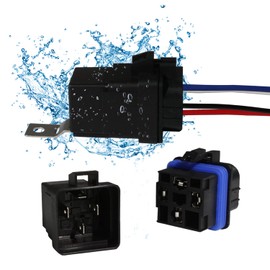 4-PIN 40/30 AMP 12 V DC Waterproof Relay Kit Harness Socket - Heavy Duty 12 AWG Tinned Copper Wires, Automotive Relays for Boats Auto Fan Cars 4-PIN SPST 12V Automotive Relay Harness Set