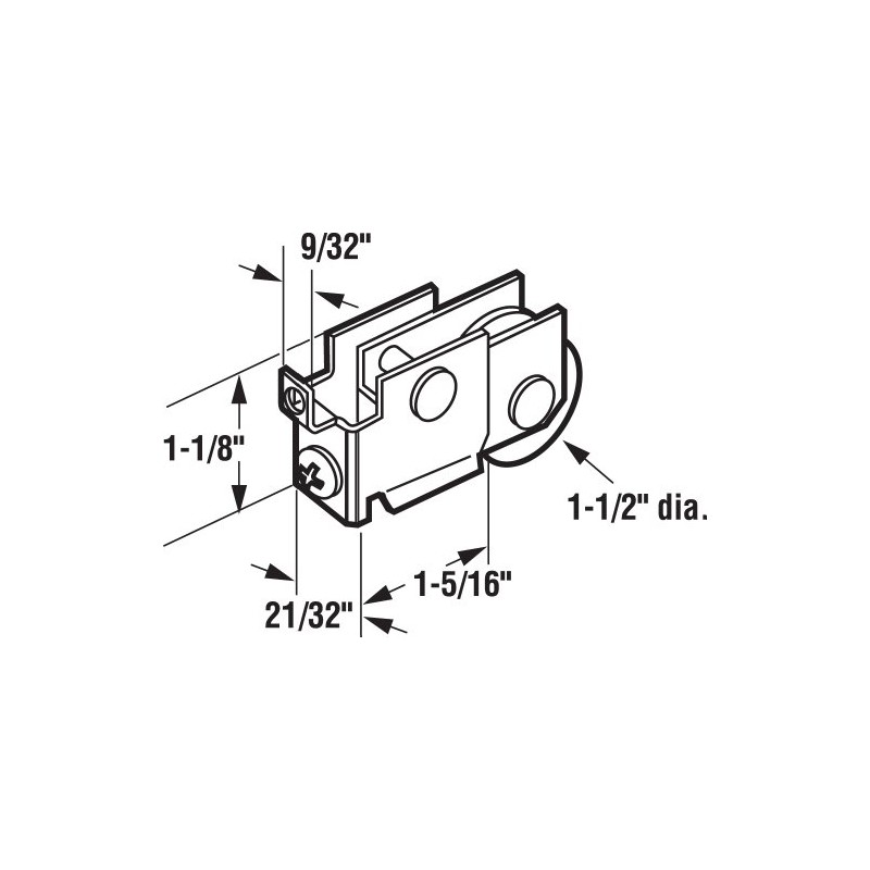 Prime-Line N 7125 Mirror Door Roller, 1-1/2 In. Nylon Wheel