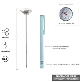 KitchenAid KQ919MW Analog Instant Read Food and Meat Thermometer with 1.75-inch Dial, Recalibration Feature, Mineral Water Storage Sleeve
