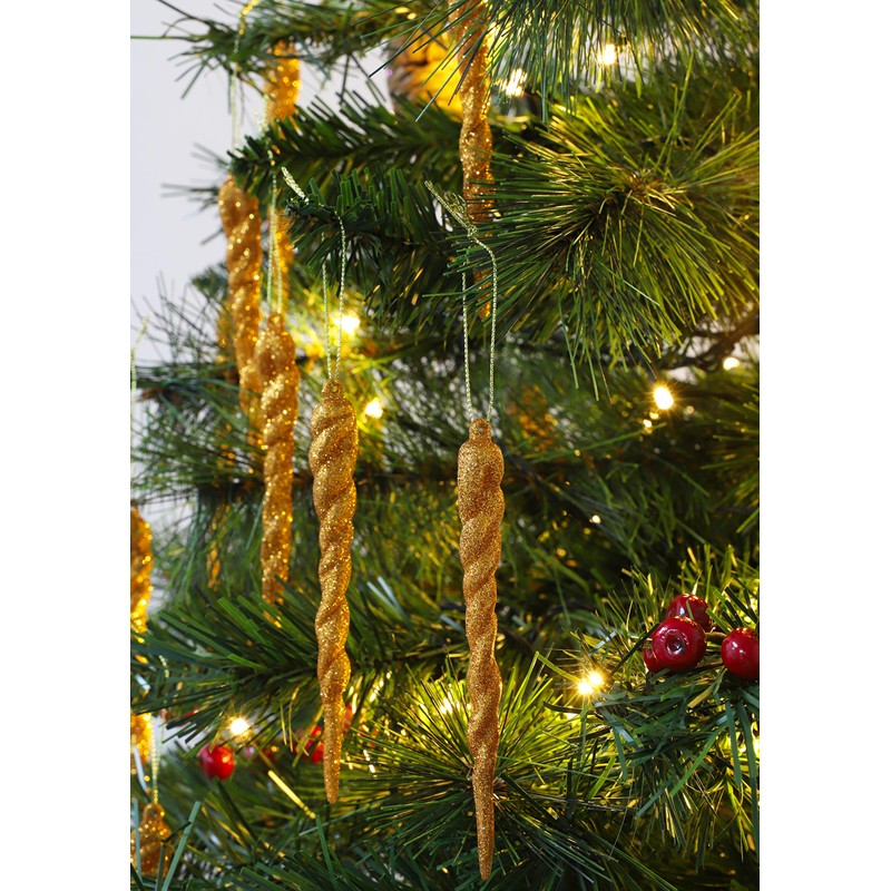 Christmas Concepts® 12cm Glitter Icicle Decorations Christmas Tree Trims (COPPER,