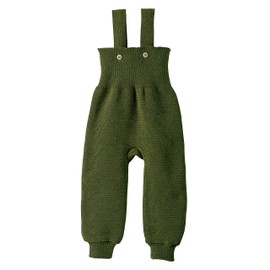 disana Knitted bib shorts, 100% organic merino wool GOTS, IVN Best | with high waistband | newborn baby toddler child unisex | made in Germany, olive, 50 - 56