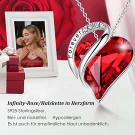 sopalmy Eternal Rose Box with Heart Necklace, Upgrade Gifts for Women with 4 Preserved Eternal Real Roses & Heart Necklace Made of 925 Sterling Silver Jewellery Rose Box for Birthday Valentine's Day,