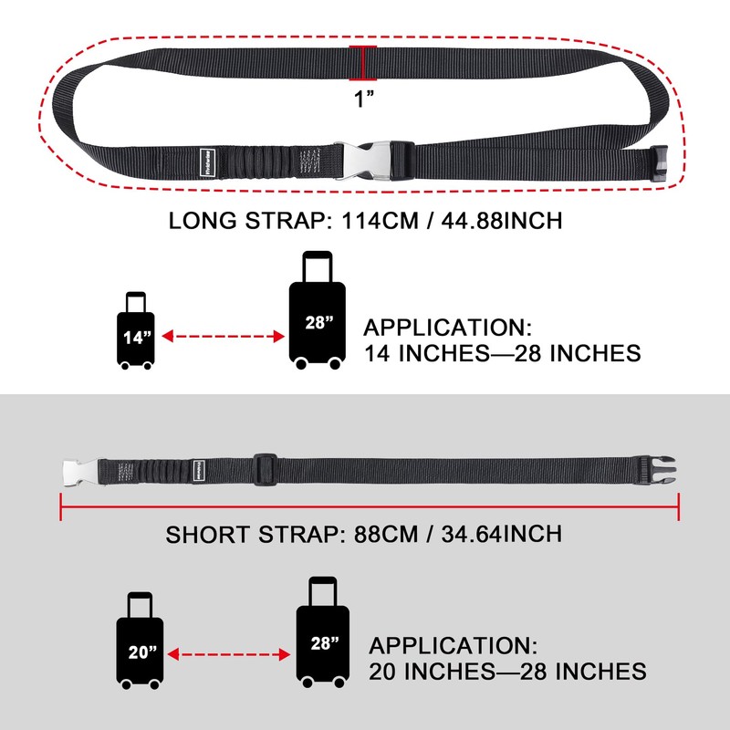 Vividwise Luggage Straps, Stretchable Luggage Connector Straps for Suitcases, Metal