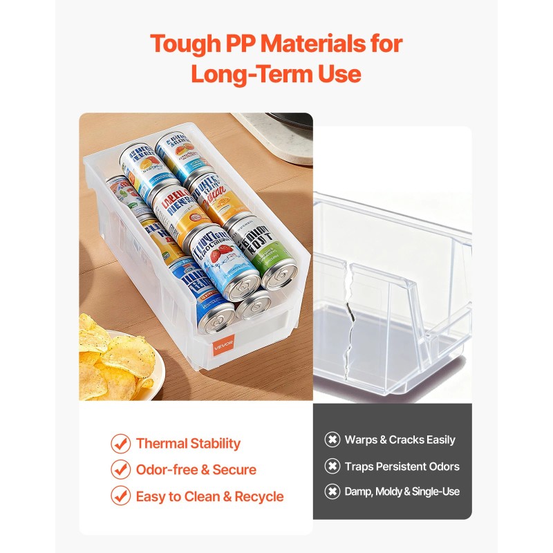 VEVOR Plastic Stackable Storage Bins 6 pcs Garage Organizer Bins