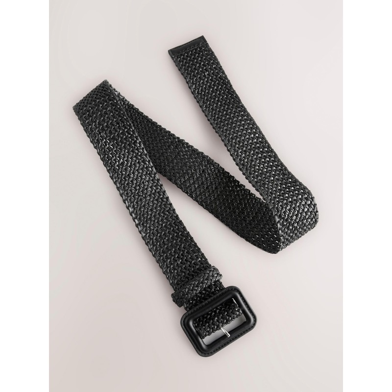 NEXT Wide Raffia Belt, black