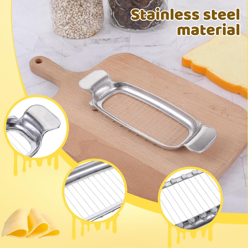 2Pcs Butter & Cheese Slicer Cutter, Stainless Steel Butter Cutter