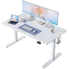 TENKIA Electric Standing Desk, 55" x 24" Adjustable Height Stand up Desk, Sit Stand Up Desk for Home Office & Computer Workstation, White