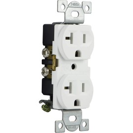GE UltraPro Grounding Duplex, White, Wall Receptacle, Replacement, Tamper Resistant, 3 Prong Outlet, Easy Install, UL Listed, 10921, 20A
