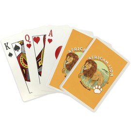 Lantern Press African Lion, Facts About, Contour (52 Playing Cards, Poker Size Card Deck with Jokers)