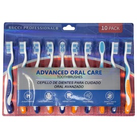 RUCCI Professional Advanced Oral Care Toothbrushes, Soft Bristles, 10 Pack, Blue and Orange