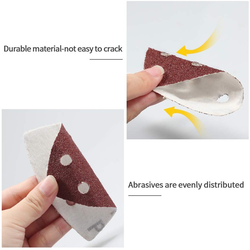 SPEEDWOX 50 Pcs Triangle Sanding Pads Hook and Loop 80