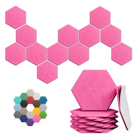 Hexagonal Acoustic Panels-12 Pack High-Density Sound Absorbing Panels 12"X10"X0.4" for Enhanced Noise Reduction, DIY Design, Idea for Studios, Offices, and Home Theaters(Peach Pink)
