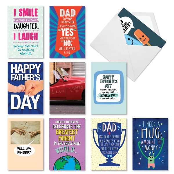 NobleWorks 10 Assorted Box Set Father's Day Greeting Cards w/