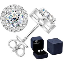 Moissanite Stud Earrings Women Men：Silver Hypoallergenic Screw Back Earrings Brilliant Engagement Gift