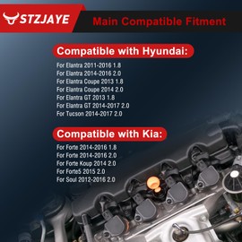 STZJAYE UF651 Ignition Coils Set of 4 Pack Compatible with Hyundai Elantra 2013-2017,for Tucson 2014-2017,for Kia Forte 2014-2016,for Forte5 2014-2016,for Soul 2012-2016 Coils Pack