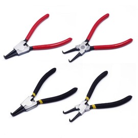 4PCS Circlip Pliers, 150mm/6 Inch Internal & External Bent Heavy Duty Snap Ring Pliers for Removing and Installing Circlips (Red+Black)