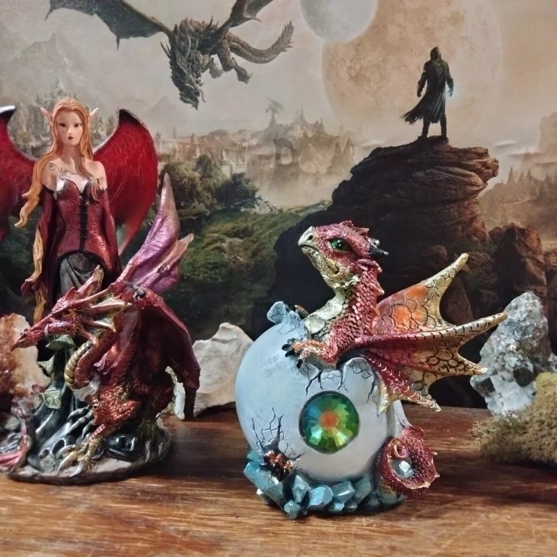 Purple Baby Dragon Hatching from an Egg Collectible Figurine H