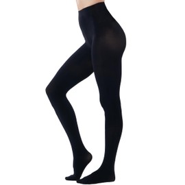 HeyUU Women's 80 Denier Semi Opaque Tights High Waist Soft Solid Color Pantyhose black sm