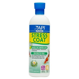 API POND STRESS COAT Pond Water Conditioner, Safe For Pets When Used As Directed, 473 ml Bottle,White