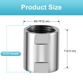 OFFO Shower Pipe Fitting Connector,G1/2'' Female to G1/2'' Female BSP Thread Straight Coupling for Shower Arm Home Bathroom Plumbing,Air Compressor,Chrome