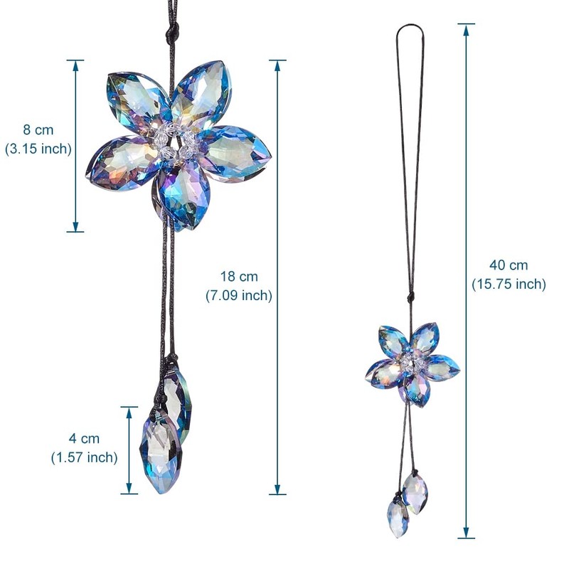 Crystal Flower Rear View Mirror Pendant Car Hanging Ornament Lucky