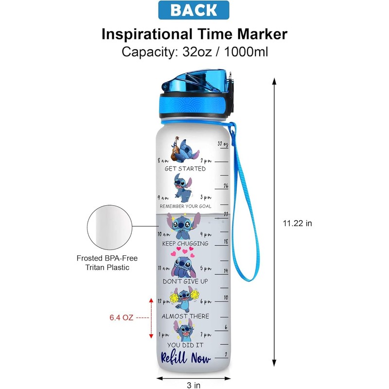 Blue Alien 32 Oz Water Track Bottle, Stop Slacking Drink