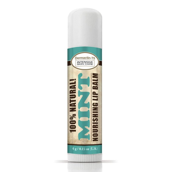 Dermactin-TS 100% Natural Lip Balm - Peppermint Lip Balm, All-Natural Nourishing Lip Moisturizer Treatment Balm, Mint Lip Balm (3-PACK)