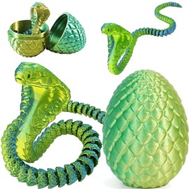 Joycabin 3D Printed Snake Toy, Easter 3D Printed Dragon Egg Snake Eggs, Easter Cobra, 3D Printed Animals Toy for Children, Gifts, Desk, Home Decor (Yellow, Green)