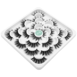 DYSILK Eyelashes Eye Lashes Pack - 10 Pairs 6D Faux Mink Lashes Eyelashes Natural Look Reusable Cat Eye Lashes Mink Fake Eyelashes Wispy Fluffy Lashes Soft Extension | 19mm