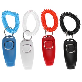 4pcs Pet Training Clicker 2 en 1 Pet Training Clickers Set con Correa de muñeca Recall Whistle Train Comportamiento Suministros para Perros