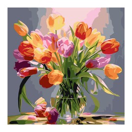 YALKIN Paint by Numbers Adults, Paint by Numbers, DIY Landscape with Brushes and Acrylic Paints, Hand Painted Oil Painting Canvas for Home Decor, Without Frame (40 x 40 cm)