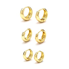 Zestjewel 3 Pairs Gold Hoop Earrings Set for Women Chunky Gold Hoop Earrings 14K Gold Filled Hypoallergenic Small Huggie