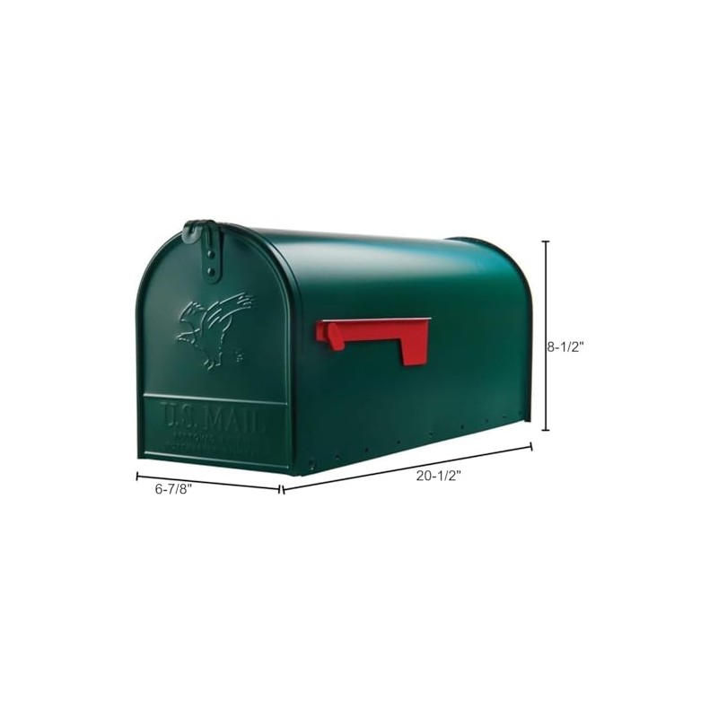 Plexon Outside Сurbside Horizontal Classic Mailbox, Dark Green, 20-1/2"L x