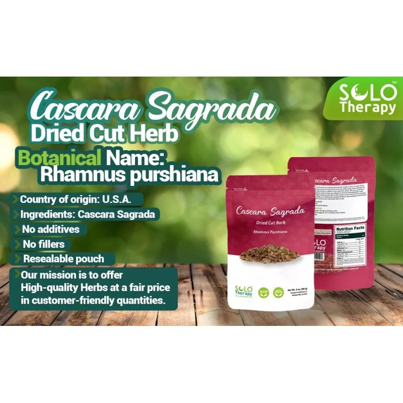 Solo Therapy Cascara Sagrada Bark Herb Tea Rhamnus Purshiana Herbal