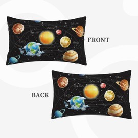 VIREOTHIA Solar System Lumbar Pillow Covers 12x20 Set of 2 Planets Stars and Milky Way Decorative Throw Pillow Cover Galaxy Space Rectangle Pillowcases Cushion Covers for Couch Bed Sofa Decor