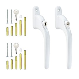 2Pcs Window Handles with Multi-Spindle, Window Locks Kit Double Glazing Window Handle Replacement, Universal Inline Locking Handles for UPVC Windows