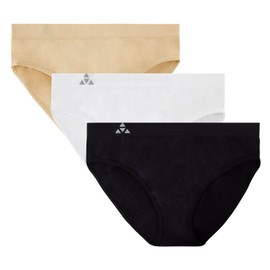 Balanced Tech Women's 3 Pack Classic Seamless Hipster Brief Bikini Panties - Black/White/Nude - Small
