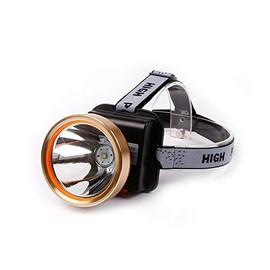 Superbright LED Headlamp 2 Light Mode Waterproof Headlight Built-in 3x18650 Rechargeable Batteries Adjustable Gold Head Troch (Yellow light)