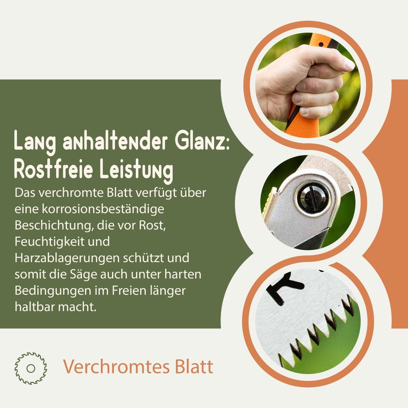 Recalma Handsäge Astsäge Klappbar, gehärtetes SK5 Sägeblatt 210 mm, Klappsäge