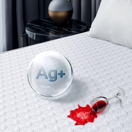 Premium Waterproof Mattress Protector Made from Silver-Ion Bamboo Rayon, Silver-Infused Mattress Cover for Better Safety & Health, Hypoallergenic Quiet Bed Cover Fits 6"-21" (White, Full)