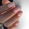 KQueenest Nude Rosa Press On Nails Almond Square Coffin Nails for Sticking Short, Shiny Jelly Gel Fake Nails Fingernails for Sticking Ballerina, Plain Acrylic False Nails for Women, Pack of 30