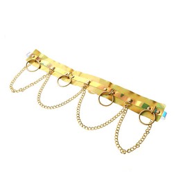 xperry Women's Holographic Body Chain Belt Leather Gothic Punk Adjustable Waist Belt, Holographic Golden, One Size