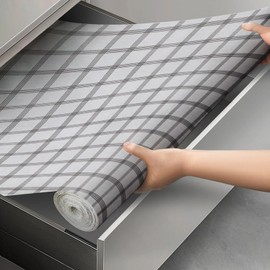 Drawer and Shelf Liner, Shelf Liner for Kitchen Cabinets,Non-Adhesive Cabinet Liner, PVC Drawer Liner for Dresser Non-SlipKitchen Cabinets Cupboard,12 in X 6.5 FT (White Stripes)