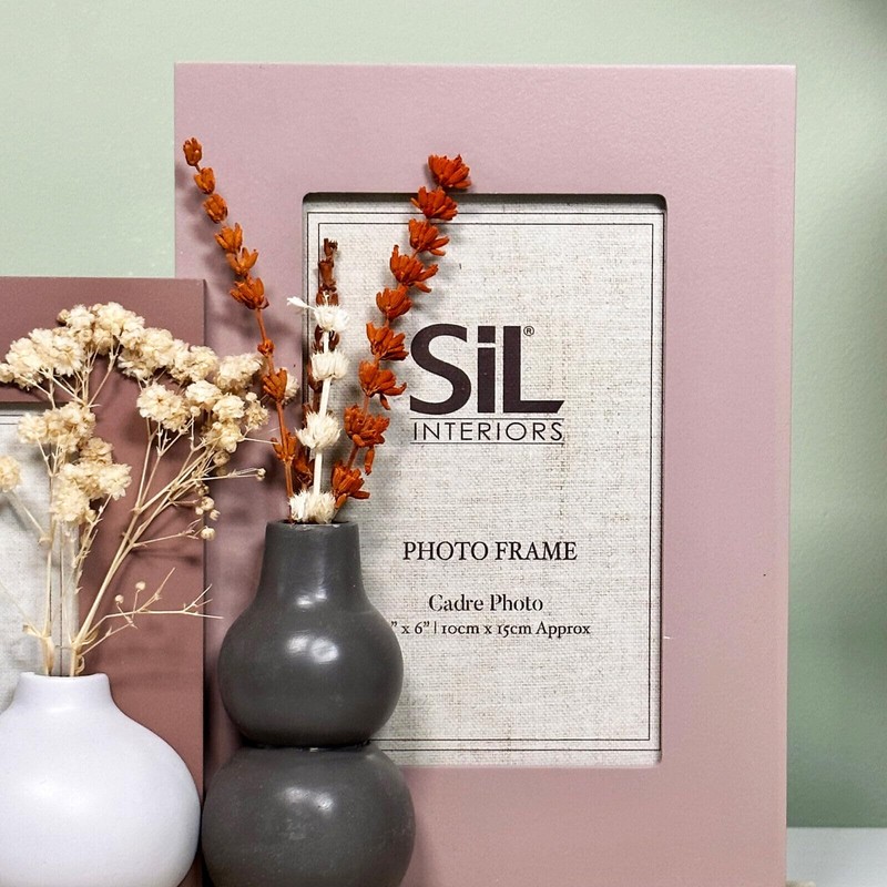 Dried Flowers Multi Photo Frame On Stand Matt Blush Pink